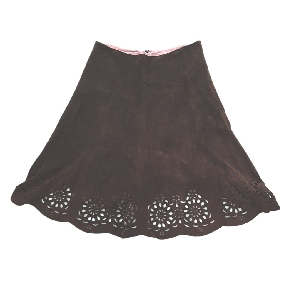 Lilly Pulitzer leather eyelet skirt Size 8 brown pig leather